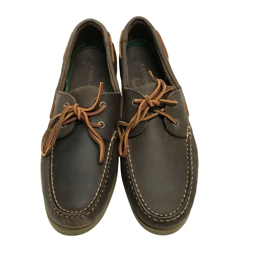EASTLAND Mens 13/47 Sea Dog Boat Shoes Brown Waxed Leather NWOT